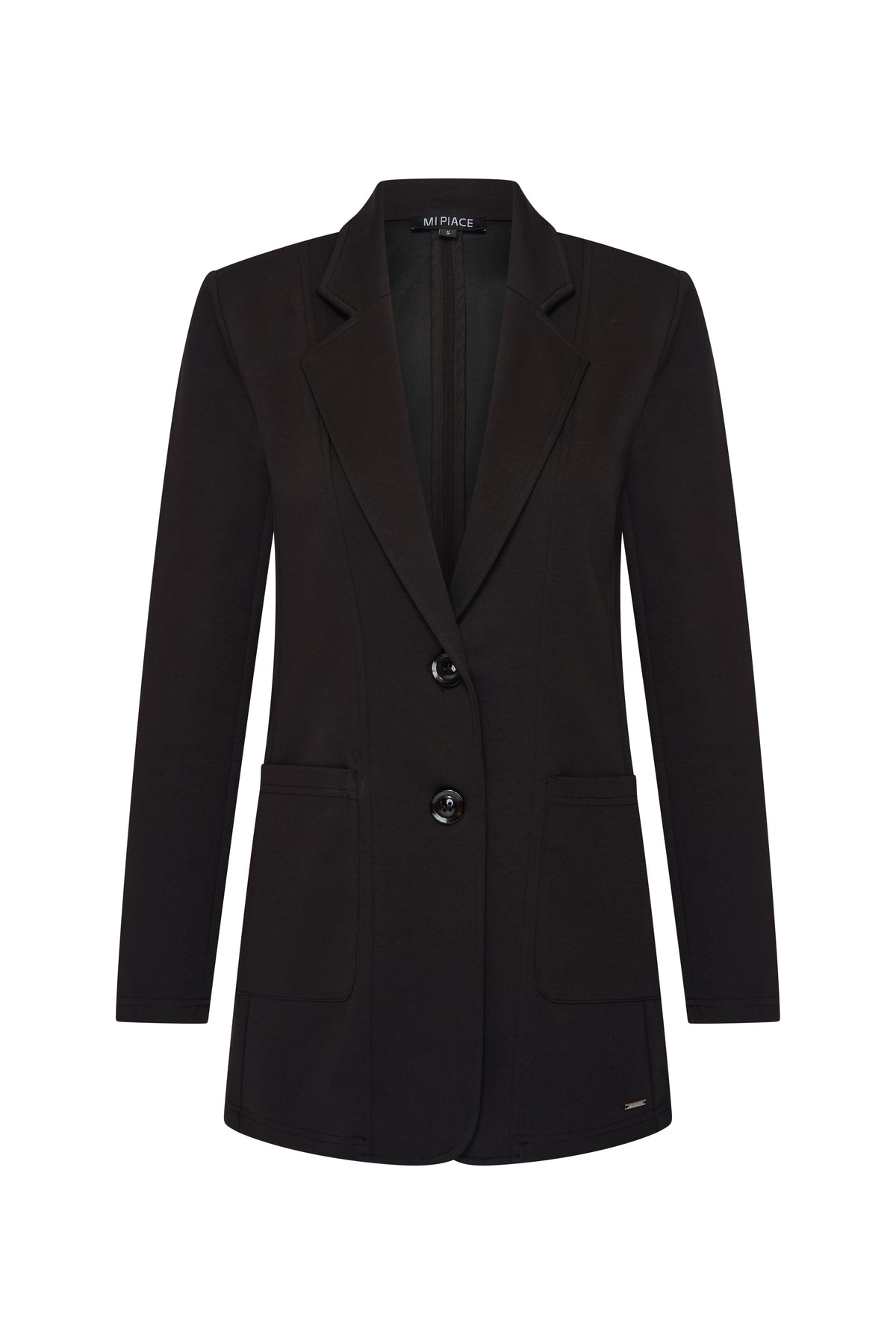 Zwart Mi Piace blazer sweat met comfortabele pasvorm en stijlvolle uitstraling, geschikt voor casual en semi-formele gelegenheden.