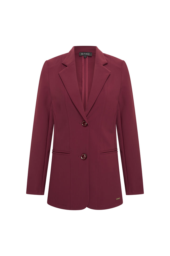Mi Piace Bonded Travel Blazer Burgundy 202634 Stretchshop.nl