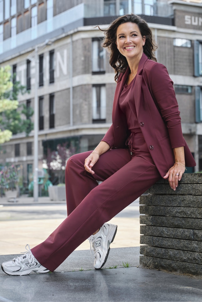 Mi Piace Bonded Travel Blazer Burgundy 202634 Stretchshop.nl