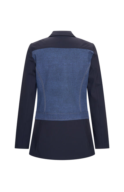 Mi Piace Bonded Travel Blazer Denim Print Dark Blue 202706 Stretchshop.nl