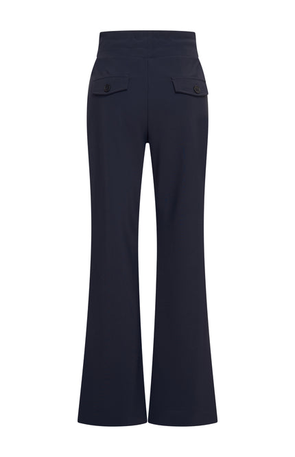Mi Piace Bonded Travel Broek Flared Navy 202631 Stretchshop.nl