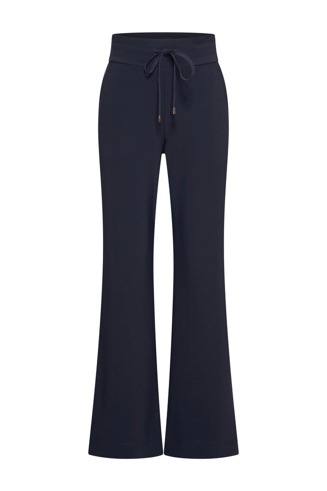 Mi Piace Bonded Travel Broek Flared Navy 202631 Stretchshop.nl
