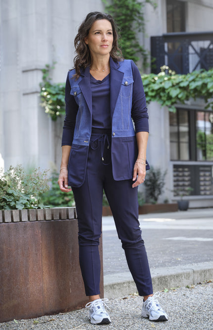Mi Piace Bonded Travel Broek Navy 202632 Stretchshop.nl