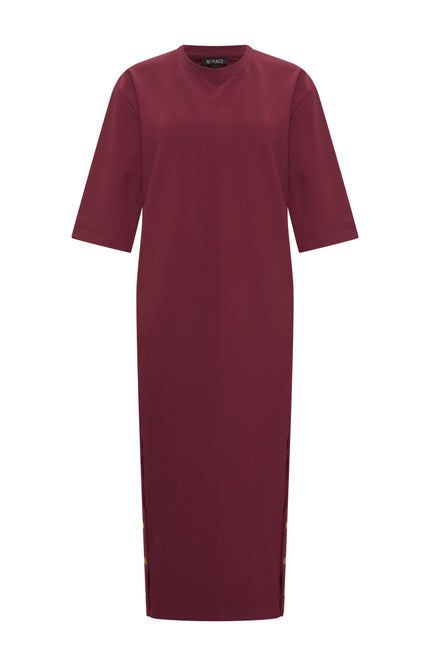 Mi Piace Bonded Travel Jurk Burgundy 202692 Stretchshop.nl