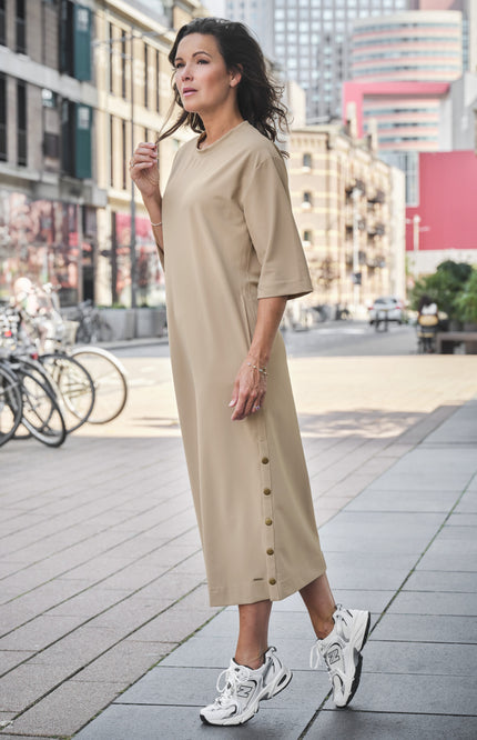 Mi Piace Bonded Travel Jurk Latte 202692 Stretchshop.nl