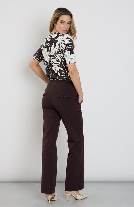 Mi Piace Heavy Travel Broek Flared Espresso 202136 Stretchshop.nl