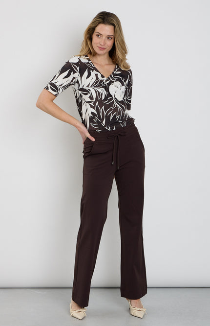 Mi Piace Heavy Travel Broek Flared Espresso 202136 Stretchshop.nl
