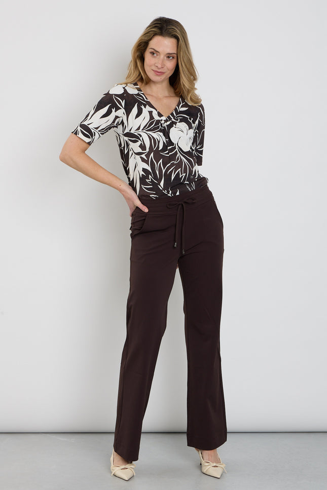 Mi Piace Heavy Travel Broek Flared Espresso 202136 Stretchshop.nl