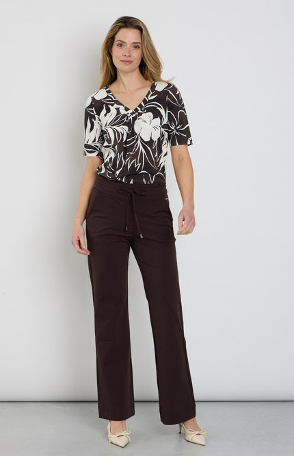 Mi Piace Heavy Travel Broek Flared Espresso 202136 Stretchshop.nl