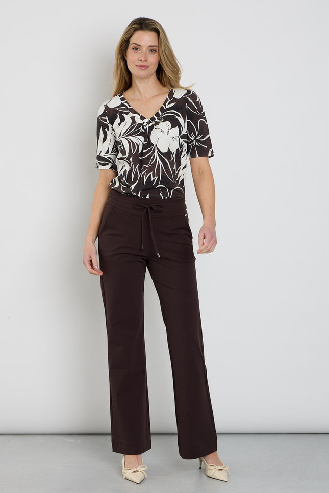 Mi Piace Heavy Travel Broek Flared Espresso 202136 Stretchshop.nl