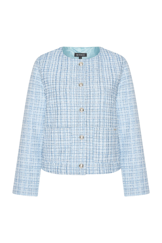 Mi Piace Jacket Tweed Light Blue 202574 Stretchshop.nl