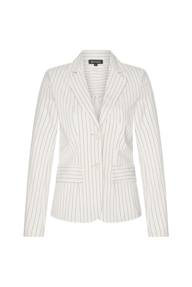 Mi Piace Travel Blazer Pin Stripe Print Kit Dark Blue 202015 Stretchshop.nl