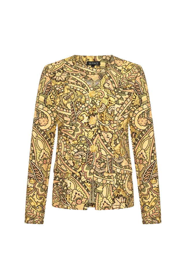 Mi Piace Travel Blazer Summer Paisley Print Lemon Yellow 202824 Stretchshop.nl