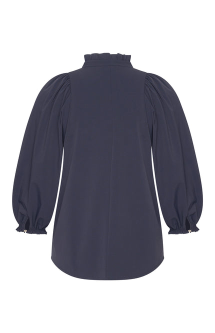 Mi Piace Travel Blouse Ballon Mouw Navy 202532 Stretchshop.nl