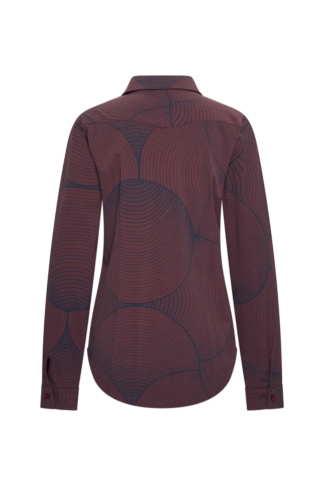 Mi Piace Travel Blouse Circle Print Burgundy 60840 Stretchshop.nl