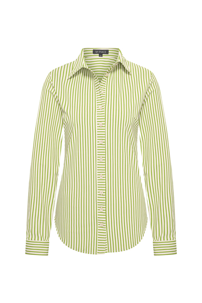 Mi Piace Travel Blouse Streep Print Kelp Forest Kit 60840 Stretchshop.nl