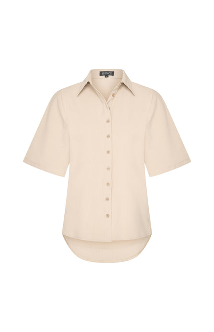 Mi Piace Travel Blouse Wijde Mouw Beige 202502 Stretchshop.nl