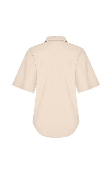 Mi Piace Travel Blouse Wijde Mouw Beige 202502 Stretchshop.nl