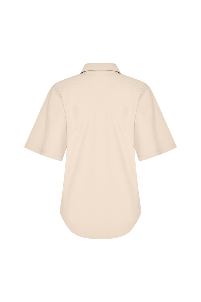 Mi Piace Travel Blouse Wijde Mouw Beige 202502 Stretchshop.nl