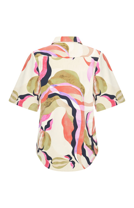 Mi Piace Travel Blouse Wijde Mouw Picasso Print Multicolour 202502 Stretchshop.nl