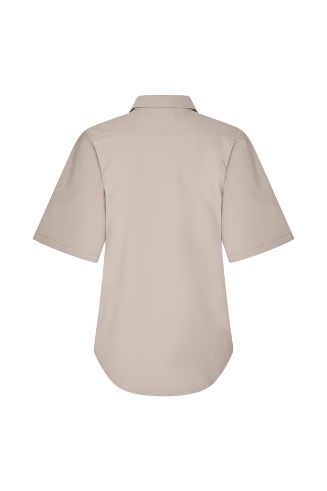 Mi Piace Travel Blouse Wijde Mouw Taupe 202502 Stretchshop.nl