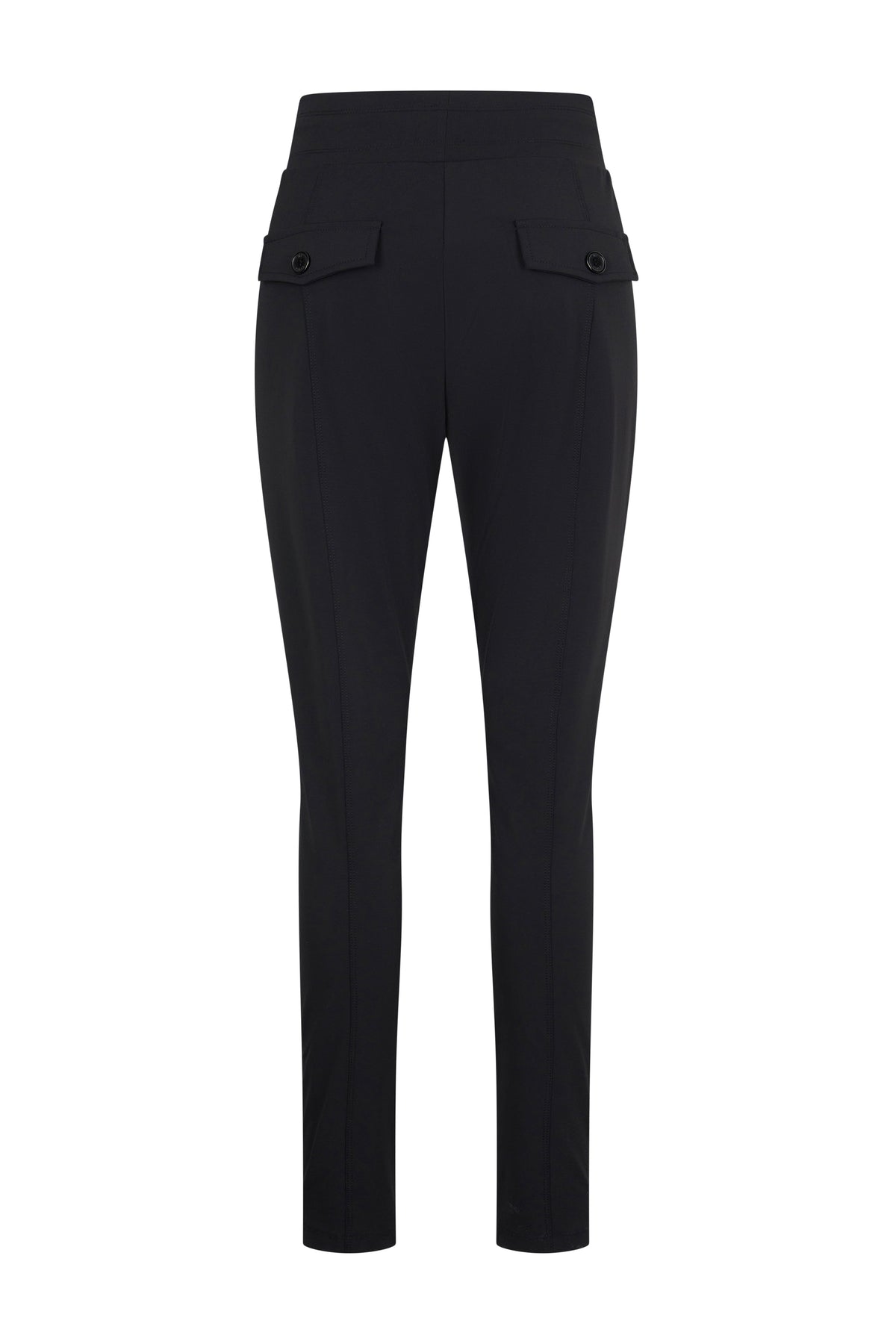 Zwarte Mi Piace reisbroek met comfortabele pasvorm en praktische zakken, geschikt voor reizen en dagelijks gebruik