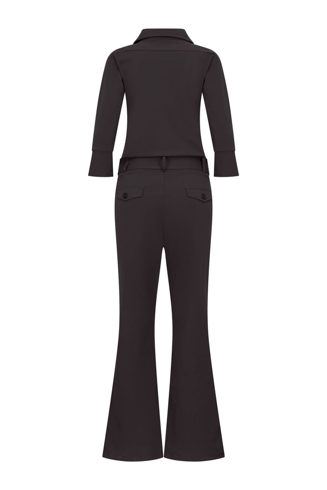 Mi Piace Travel Jumpsuit Flared Black 202154 Stretchshop.nl