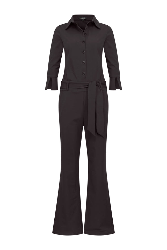 Mi Piace Travel Jumpsuit Flared Black 202154 Stretchshop.nl