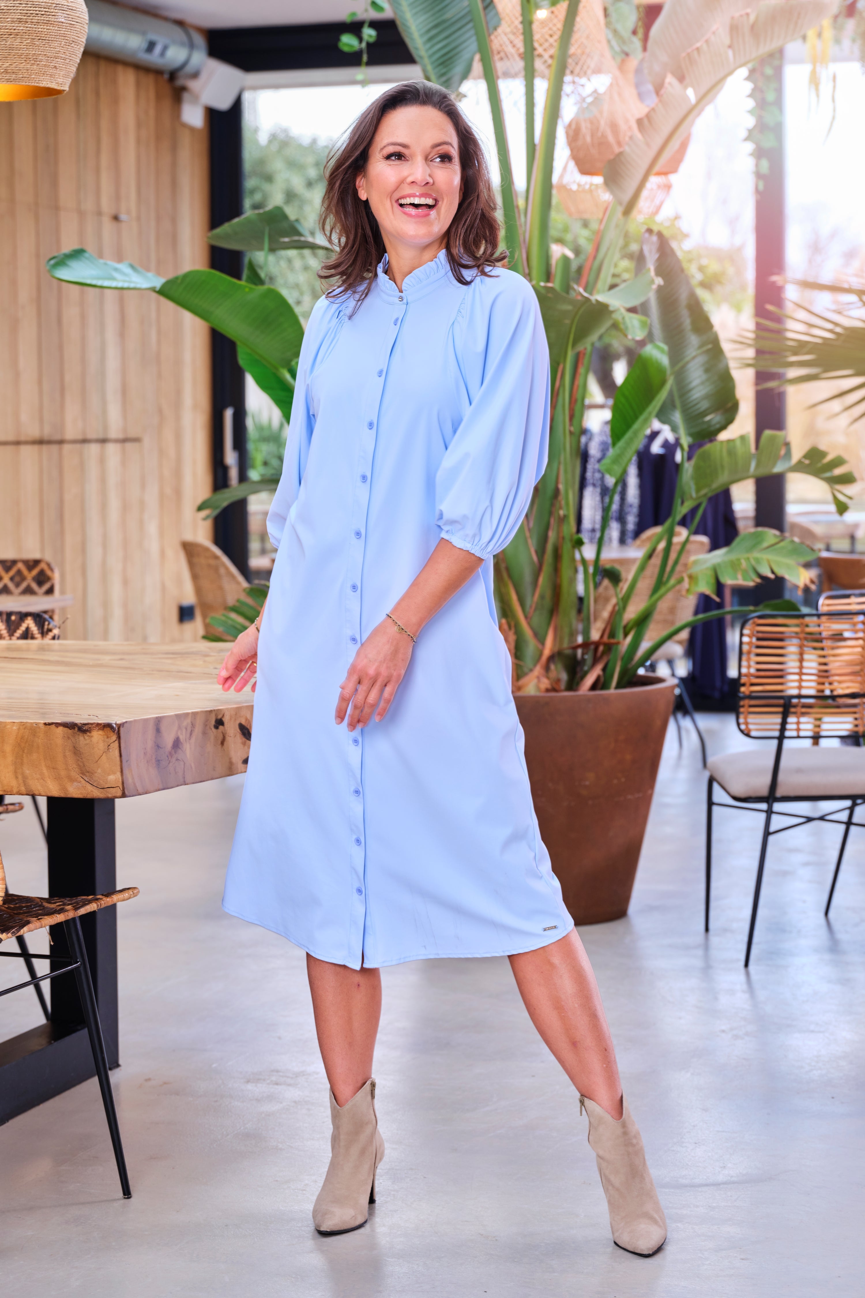 Mi Piace Doorknoopjurk Travelstof Mi Piace Travelstof Jurk 202605