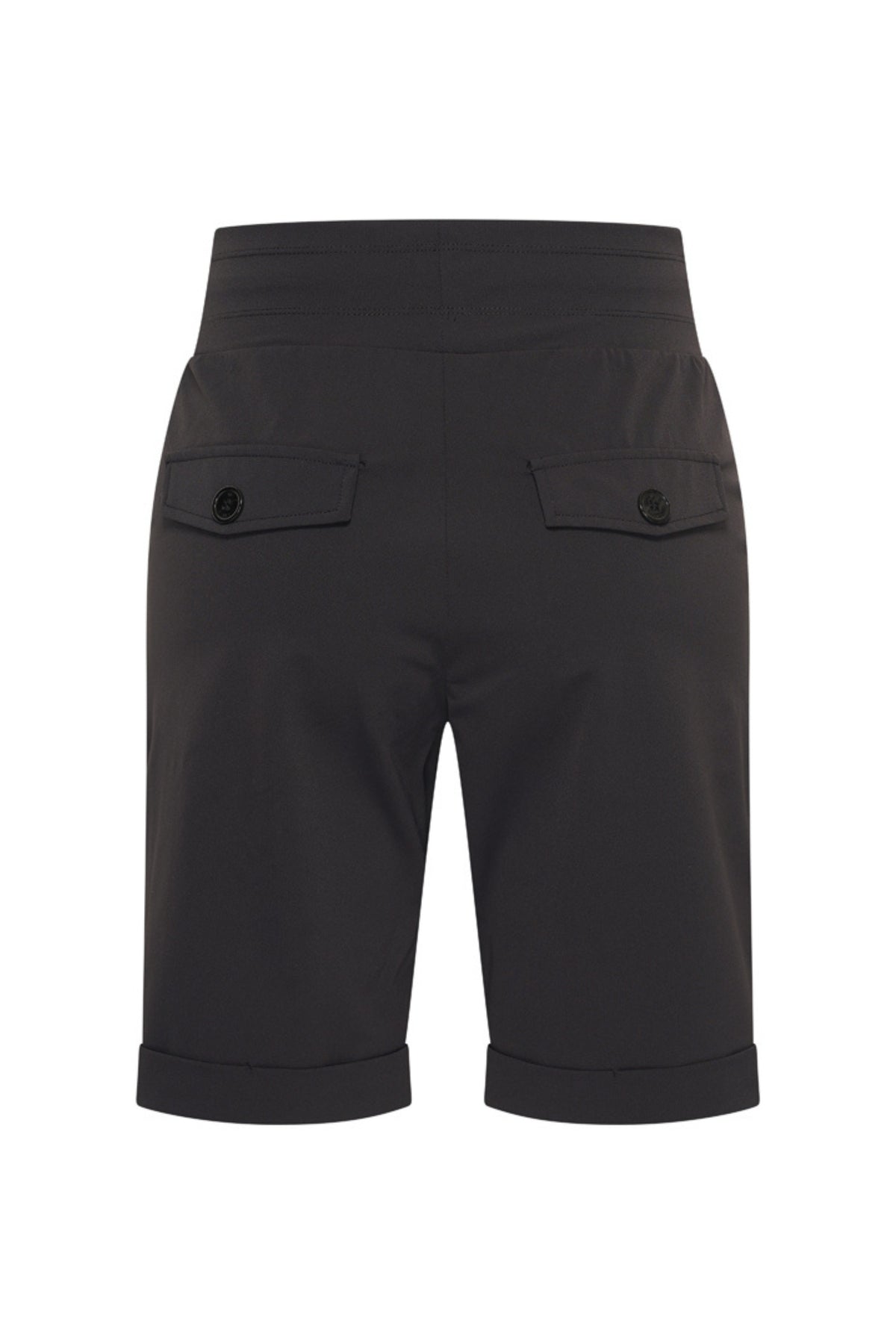 Zwarte reisshort van Mi Piace, casual ontwerp, voor comfortabel reizen en ontspanning.