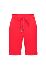 Lichte rode reisshorts van Mi Piace, casual stijl, elastische taille, geschikt voor reizen en ontspannen dagen.