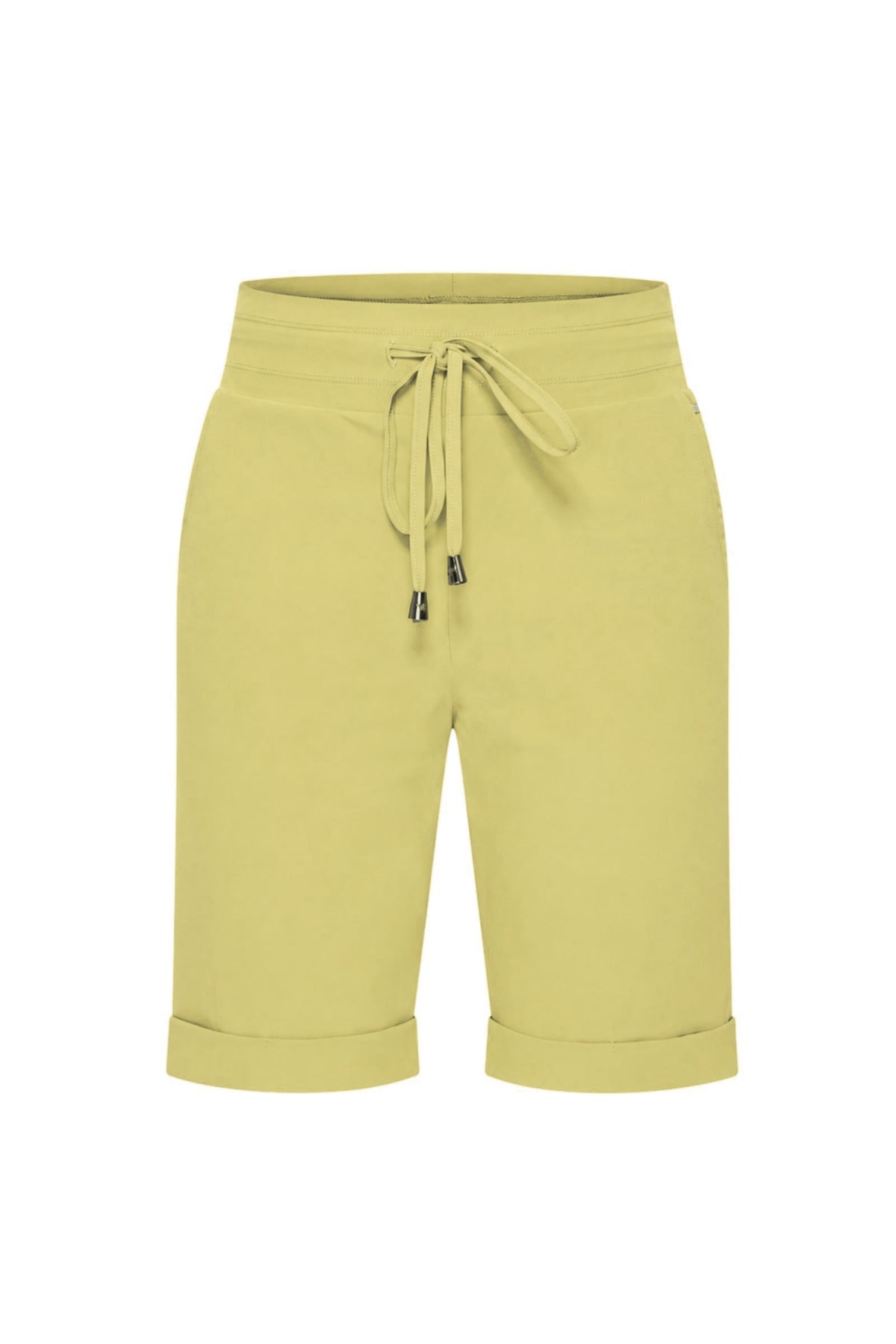 Damesreisbroek van Mi Piace in Sweet Pea print, comfortabele korte travel short met elastische taille en zakken