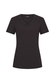 Zwarte Travel Top van Mi Piace, lichte en comfortabele top met korte mouwen voor reizen en casual dragen