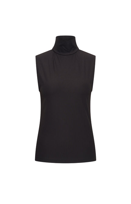 Travel Top Collar Ribbed Black 202642