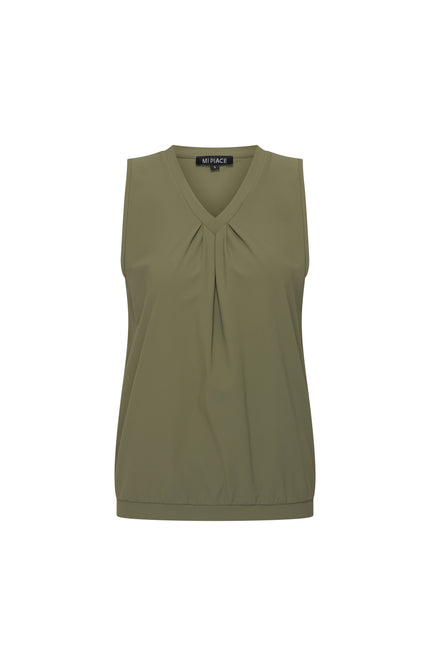 Mi Piace Travel Top Pleated Olive 202814 Stretchshop.nl