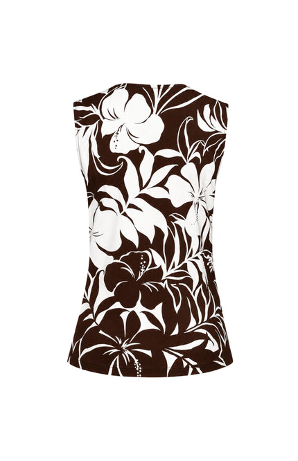 Travel Top Tropical Hibiscus Print Espresso 202425