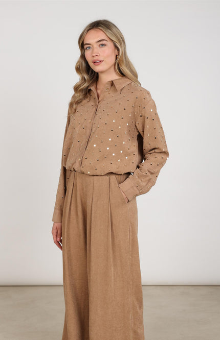 Blouse Ally Paillet Beads Toffee NKF02129