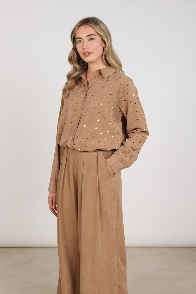 Blouse Ally Paillet Beads Toffee NKF02129