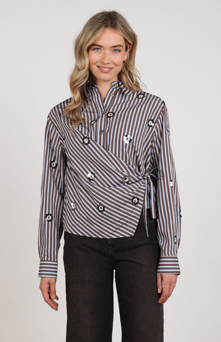 Blouse Amy Stripe Chocolate Sky NKF02139