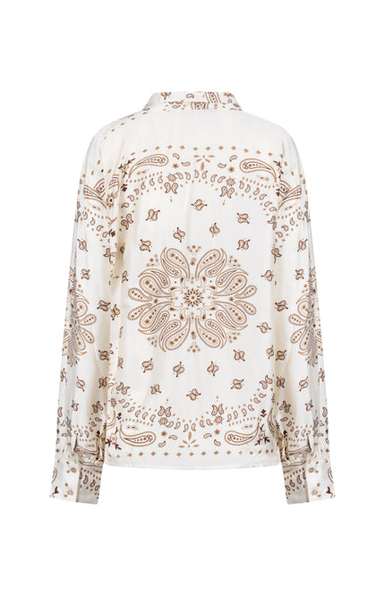 Blouse Angie Tie Paisley Offwhite Toffee NKF02201