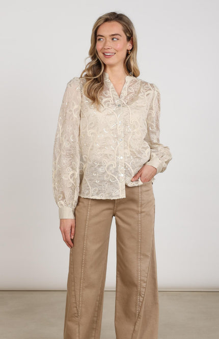 Blouse Antonella Embroidery Sand NKF02178
