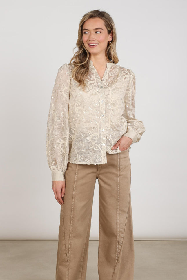 Blouse Antonella Embroidery Sand NKF02178