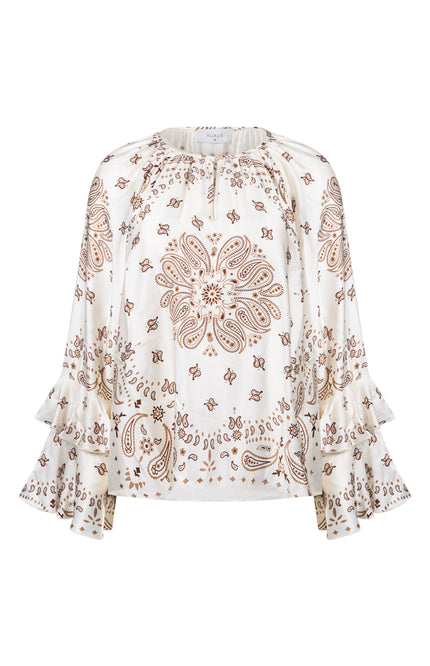 Blouse Asra Paisley Offwhite Toffee NKF02202