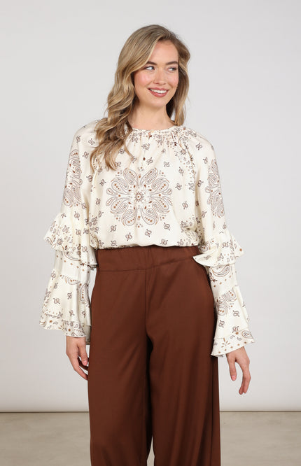 Blouse Asra Paisley Offwhite Toffee NKF02202