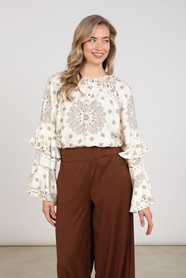 Blouse Asra Paisley Offwhite Toffee NKF02202