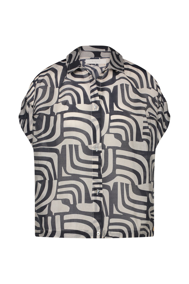 Nukus Blouse Catalina Offwhite Navy NKS02050 Stretchshop.nl