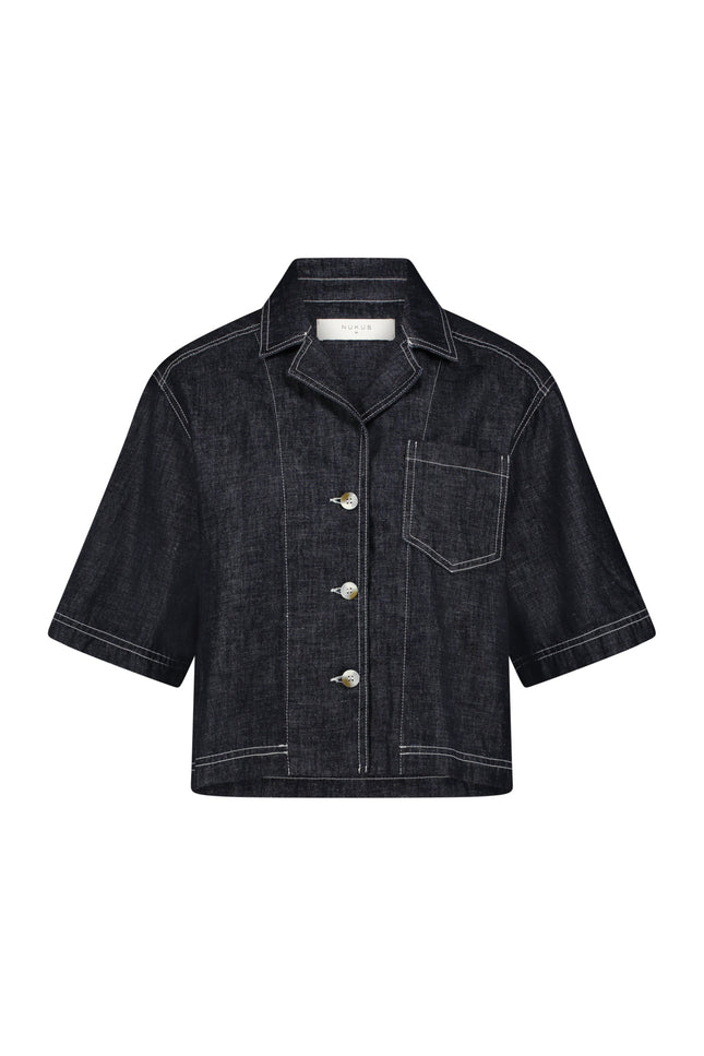 Nukus Blouse Charlie Dark Denim NKS02069 Stretchshop.nl