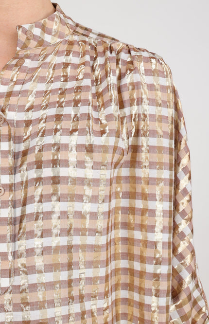 Blouse Maya Check Offwhite Toffee NKF02215