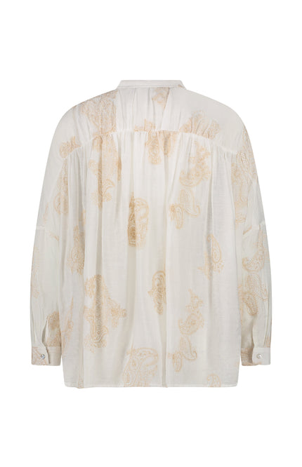 Nukus Blouse Rosan Embroidery OffWhite NKS02077 Stretchshop.nl