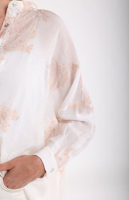 Nukus Blouse Rosan Embroidery OffWhite NKS02077 Stretchshop.nl